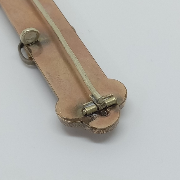 * vintage antique Victorian Edwardian gold/copper tone bar pin brooch C clasp - Picture 5 of 6